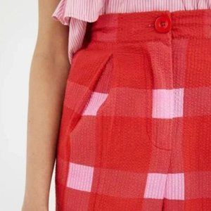 Anthropologie Porridge Preppy Plaid Cotton Wide-Leg Pants | Medium